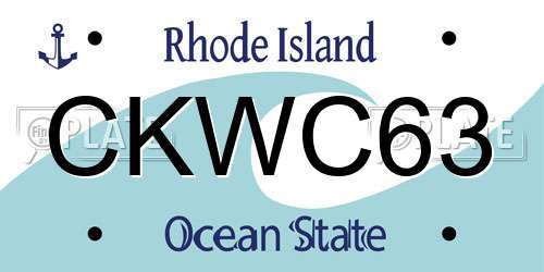 CKWC63 Rhode Island License Plate