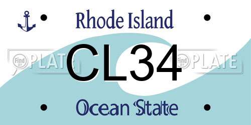 CL34 Rhode Island License Plate