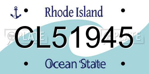 CL51945 Rhode Island License Plate