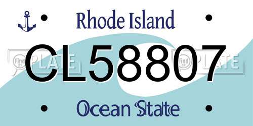 CL58807 Rhode Island License Plate
