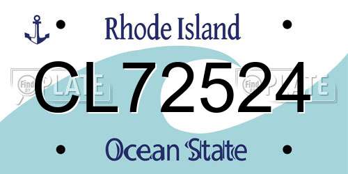 CL72524 Rhode Island License Plate