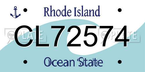 CL72574 Rhode Island License Plate