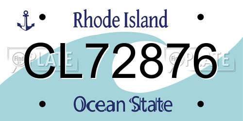 CL72876 Rhode Island License Plate