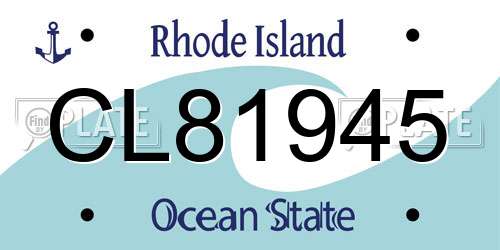 CL81945 Rhode Island License Plate