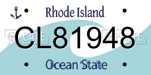 CL81948 Rhode Island License Plate