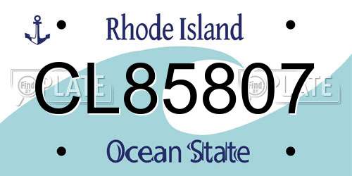 CL85807 Rhode Island License Plate
