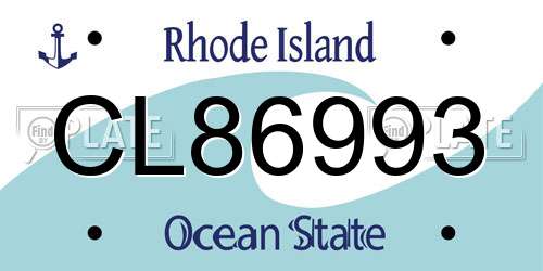 CL86993 Rhode Island License Plate