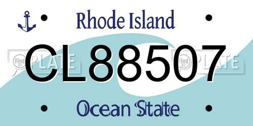 CL88507 Rhode Island License Plate