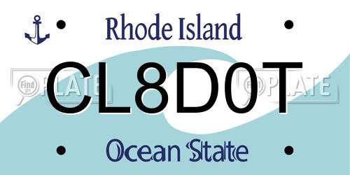 CL8D0T Rhode Island License Plate