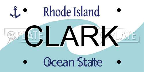 CLARK Rhode Island License Plate