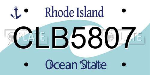 CLB5807 Rhode Island License Plate
