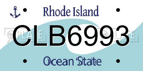 CLB6993 Rhode Island License Plate