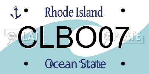 CLBO07 Rhode Island License Plate