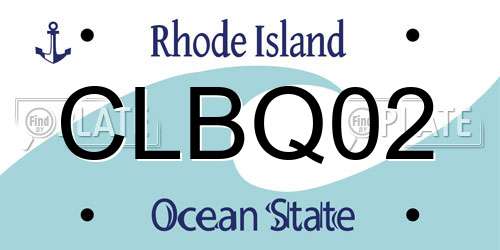 CLBQ02 Rhode Island License Plate