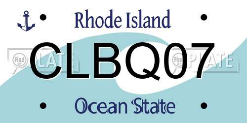 CLBQ07 Rhode Island License Plate