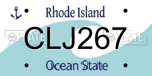 CLJ267 Rhode Island License Plate