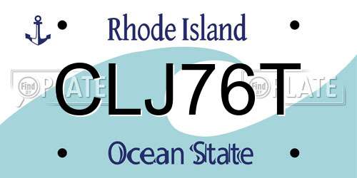 CLJ76T Rhode Island License Plate