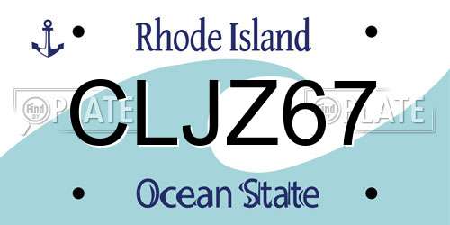 CLJZ67 Rhode Island License Plate