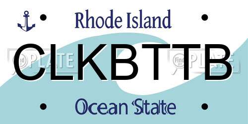 CLKBTTB Rhode Island License Plate
