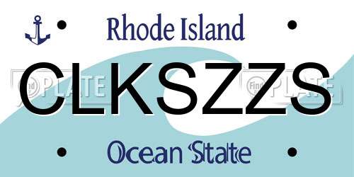 CLKSZZS Rhode Island License Plate