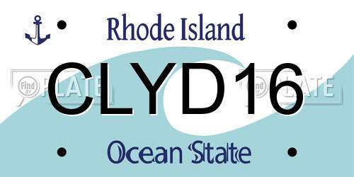 CLYD16 Rhode Island License Plate