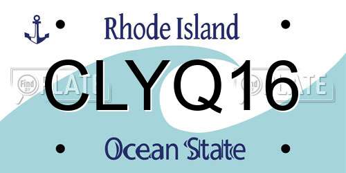 CLYQ16 Rhode Island License Plate
