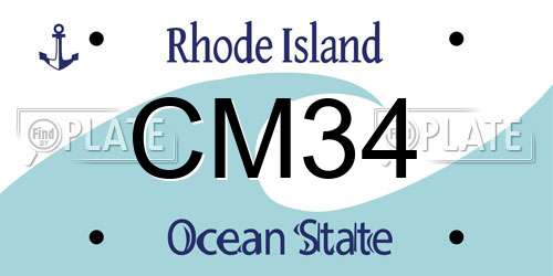 CM34 Rhode Island License Plate