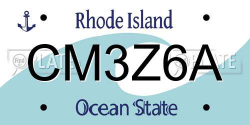 CM3Z6A Rhode Island License Plate