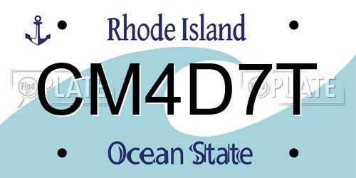 CM4D7T Rhode Island License Plate