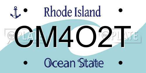 CM4O2T Rhode Island License Plate