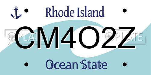CM4O2Z Rhode Island License Plate