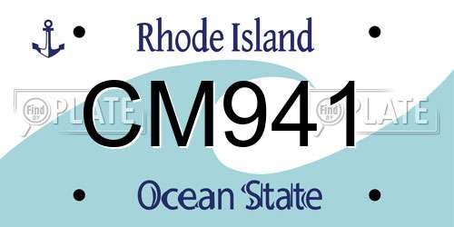 CM941 Rhode Island License Plate