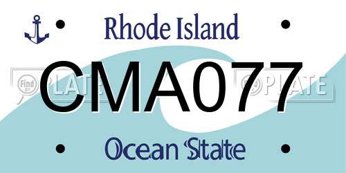 CMA077 Rhode Island License Plate