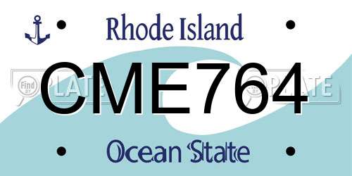 CME764 Rhode Island License Plate