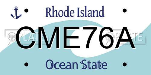 CME76A Rhode Island License Plate