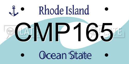 CMP165 Rhode Island License Plate