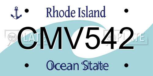 CMV542 Rhode Island License Plate