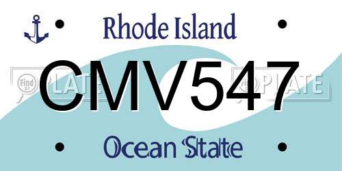 CMV547 Rhode Island License Plate