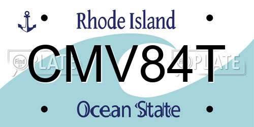 CMV84T Rhode Island License Plate