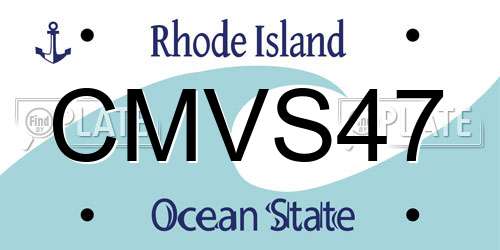 CMVS47 Rhode Island License Plate