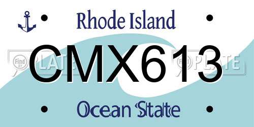CMX613 Rhode Island License Plate