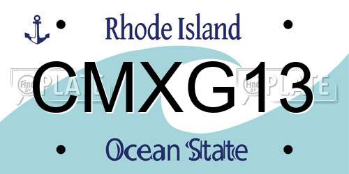 CMXG13 Rhode Island License Plate