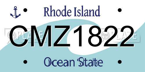 CMZ1822 Rhode Island License Plate