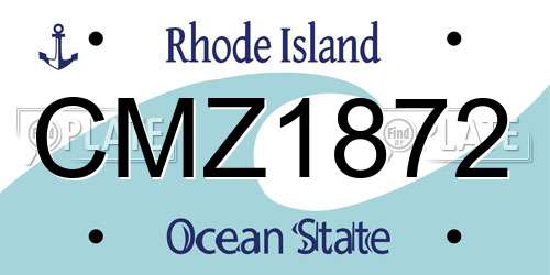CMZ1872 Rhode Island License Plate