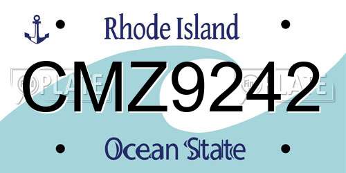 CMZ9242 Rhode Island License Plate
