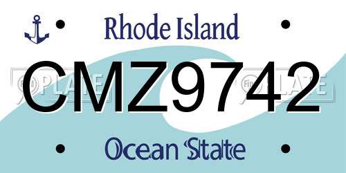 CMZ9742 Rhode Island License Plate