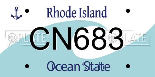 CN683 Rhode Island License Plate