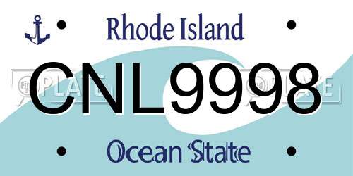 CNL9998 Rhode Island License Plate