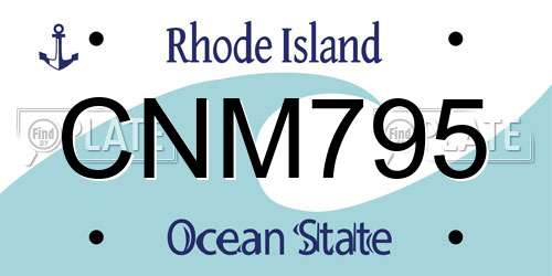 CNM795 Rhode Island License Plate