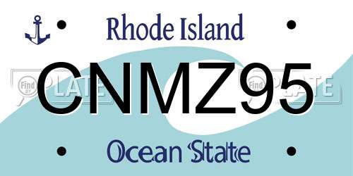 CNMZ95 Rhode Island License Plate
